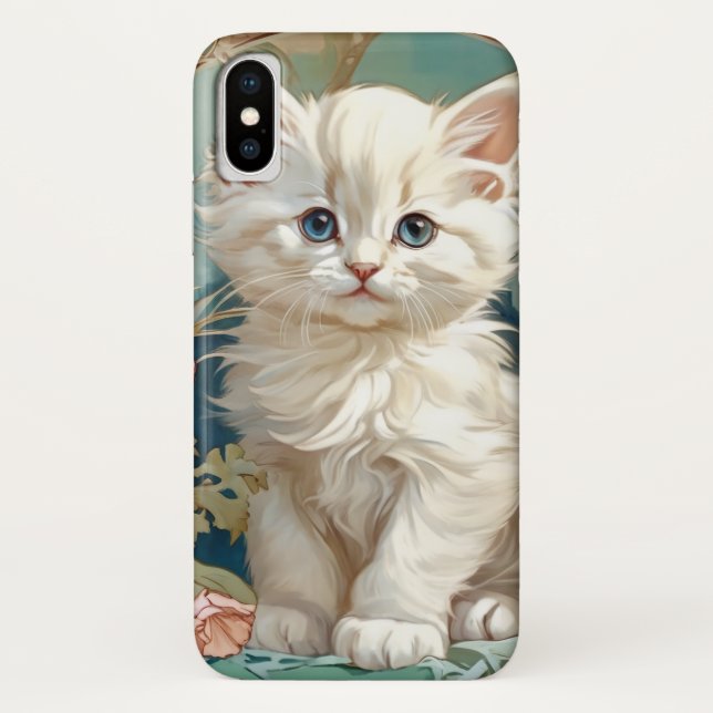 Capa Para iPhone, Case-Mate Alphonse Mucha Style White Cat (Verso)