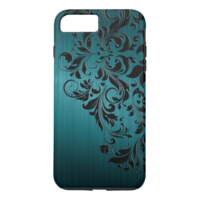 Capa Para iPhone, Case-Mate Alumínio Azul Verde Metálico Bruto Alumínio e rend (Verso)