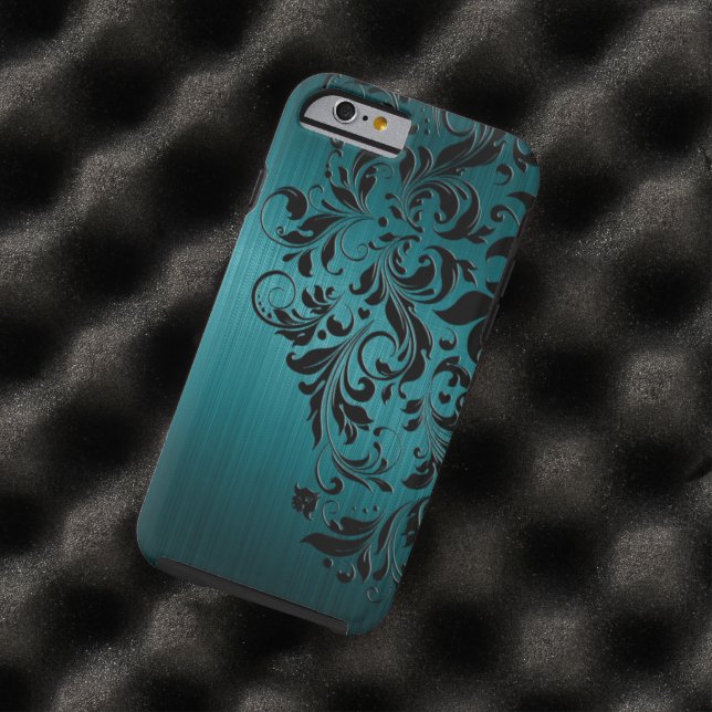 Capa Para iPhone, Case-Mate Alumínio Azul Verde Metálico Bruto Alumínio e rend (In Loco)