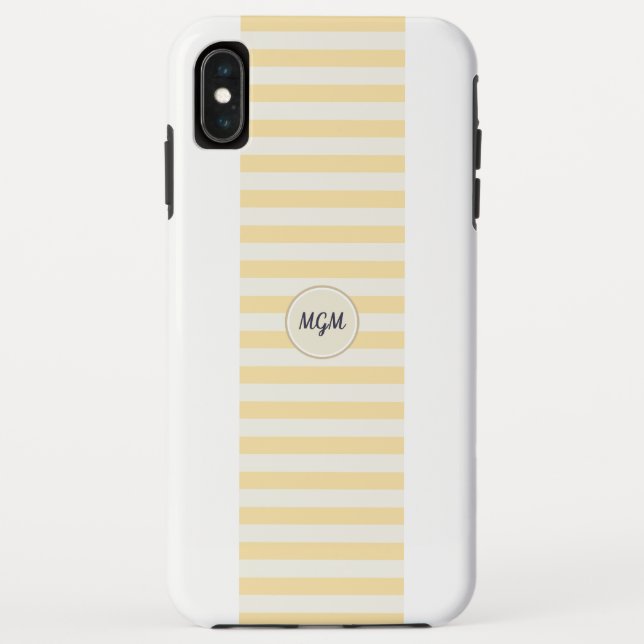 Capa Para iPhone, Case-Mate Amarelo ensolarado moderno e monograma com risca d (Verso)