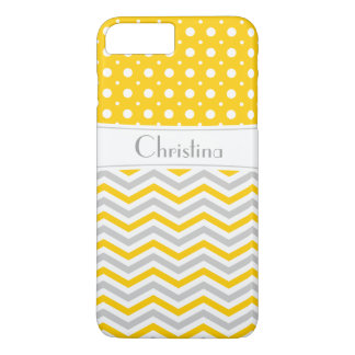 Capa Para iPhone Da Case-Mate Amarelo moderno, cinza, divisa branca e bolinhas