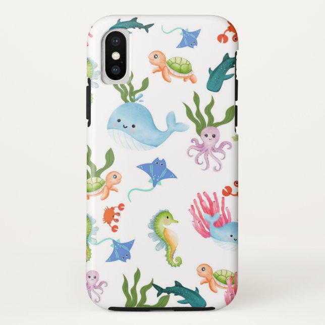 Capa Para iPhone, Case-Mate Amigos Encharcados - Padrão de Animais Oceânicos (Verso)