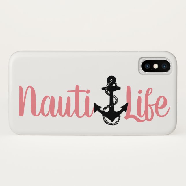 Capa Para iPhone, Case-Mate ANCHOR náutico + inscrição NAUTI LIFE | (Verso (Horizontal))