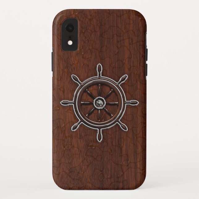 Capa Para iPhone, Case-Mate Anchor Náutico Molhado de Mahogany (Verso)