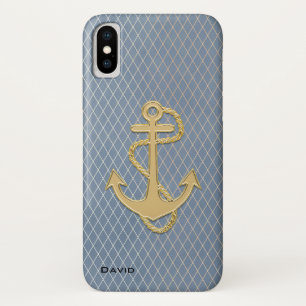 Capa Para iPhone Da Case-Mate Âncora do ouro em Azul Personalizado
