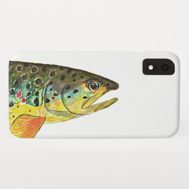 Capa Para iPhone, Case-Mate Angler's Fly Fish for Brown Trout Pescador (Verso (Horizontal))