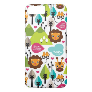 Capa iPhone 8 Plus/7 Plus animais selvagens retros do leão do safari dos