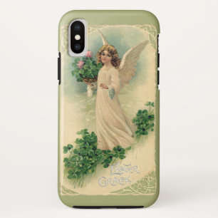 Capa Para iPhone X Anjo da Páscoa Vitoriano Antigo com Flores