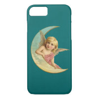 Anjo em uma imagem da lua crescente