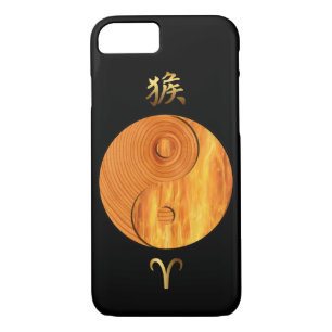 Capa iPhone 8/ 7 Ano do Macaco da Madeira e Sinal de Fogo da Camada