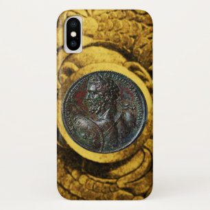 CAPA PARA iPhone X ANTIQUE ROMAN BRONZE MEDALLION COM GRIFFINOS DOURA