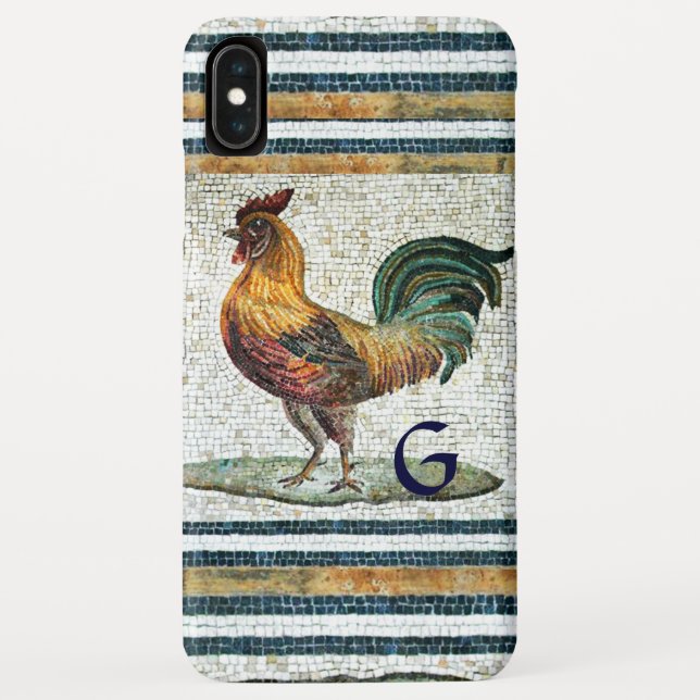 CAPA PARA iPhone, Case-Mate  ANTIQUE ROMAN MOSAICS/ROOSTER MONOGRAM (Verso)