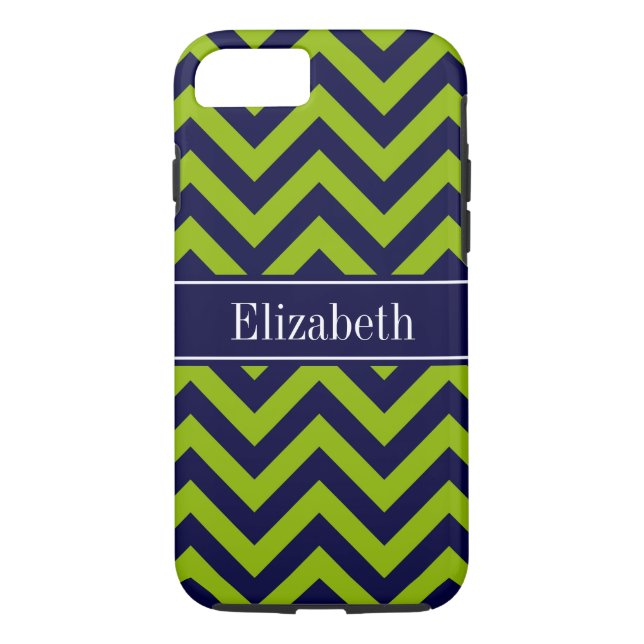 Capa Para iPhone, Case-Mate Apple Grn Marinho LG Chevron Marinho Blue Name Mon (Verso)