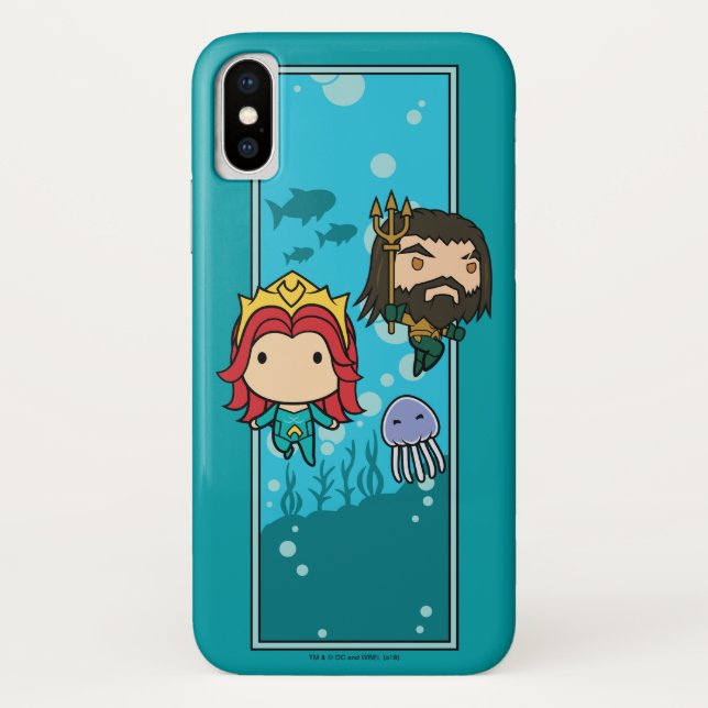 Capa Para iPhone, Case-Mate Aquaman | Chibi Mera & Aquaman Subsea Graphic (Verso)