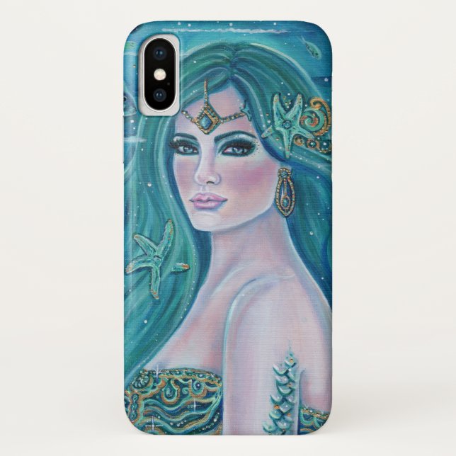 Capa Para iPhone, Case-Mate Aquamarine Mermaid art por Renee Lavoie (Verso)