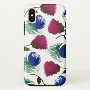 Capa Para iPhone Da Case-Mate Aquarela Floral Azul Borgonha Cintura Verde