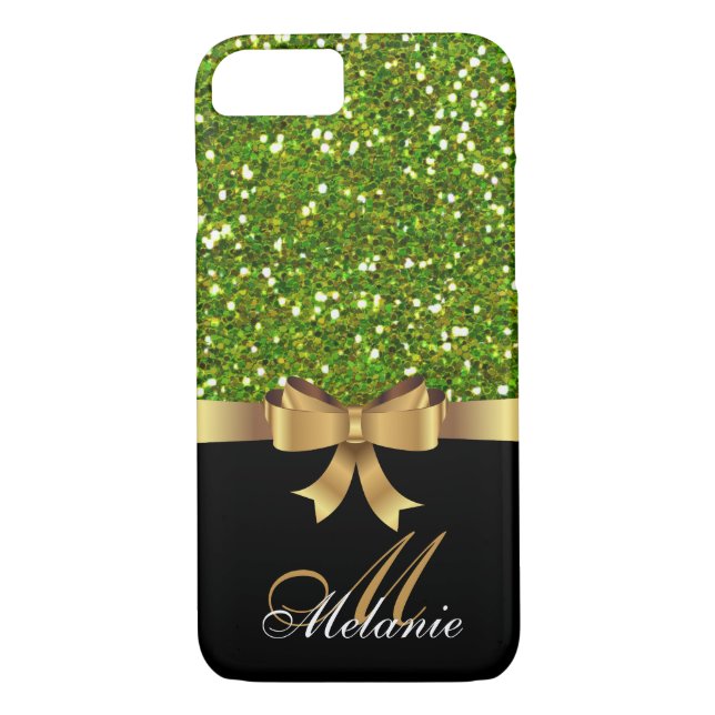 Capa Para iPhone, Case-Mate Arco Dourado, preto GREEN GLITTER (Verso)