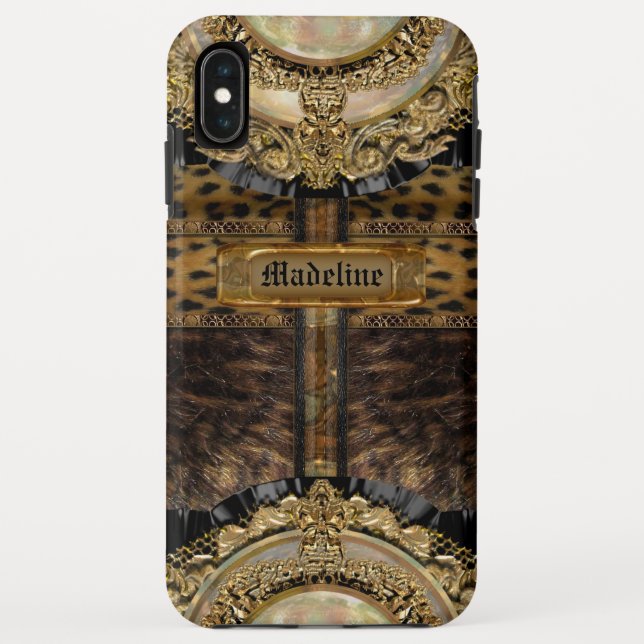 Capa Para iPhone, Case-Mate Arcos Leopard Chic Monograma Duro (Verso)