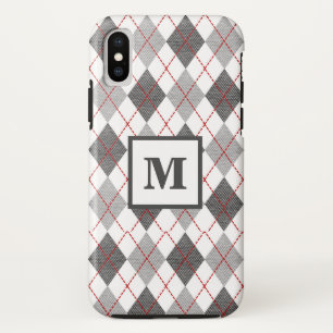 Capa Para iPhone Da Case-Mate Argyle Xadrez Red Cinza Silver Monograma Personali