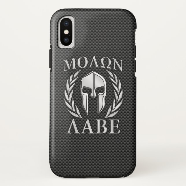 Capa Para iPhone, Case-Mate Armadura Espartana Estilo Chrome Molon Labe em Fib (Verso)