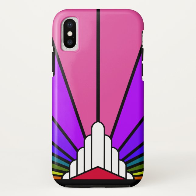 Capa Para iPhone, Case-Mate Art deco sun no arco-íris (Verso)