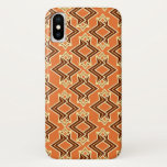 Capa Para iPhone X Art Deco Wallpaper Padrão, Terracotta / Rua<br><div class="desc">Arte Deco: padrão geométrico de papel de parede em castanho de chocolate e bege em fundo de terracota / ferrugem / argila</div>