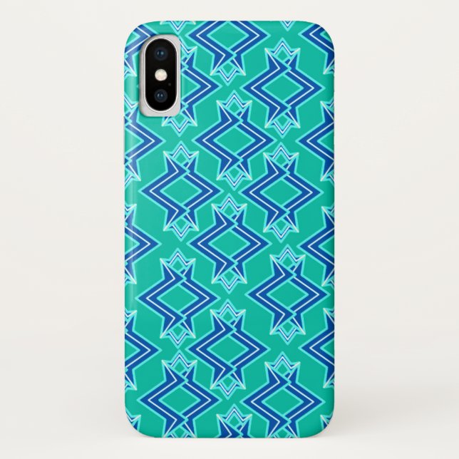 Capa Para iPhone, Case-Mate Art Deco Wallpaper Padrão, Turquesa e Cobalto (Verso)