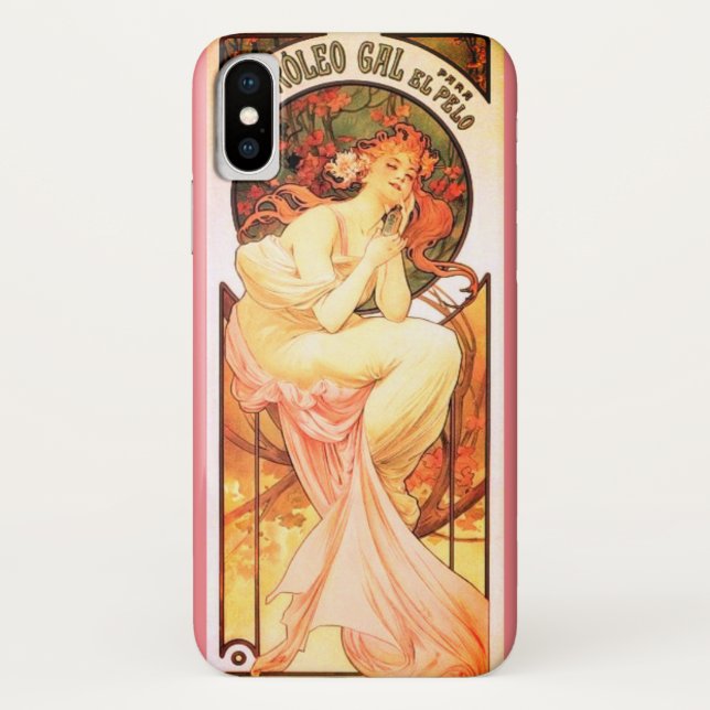 Capa Para iPhone, Case-Mate Art nouveau alfônimo mucha mulher perfume floral (Verso)