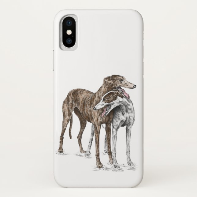 Capa Para iPhone, Case-Mate Arte de Cachorro de Dois Amigos Greyhound (Verso)