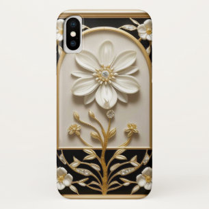 Capa Para iPhone Da Case-Mate Arte de Flor Branca com Ouro Luxuoso