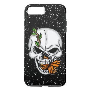 Capa iPhone 8 Plus/7 Plus Arte Digital Crânio e Borboleta