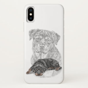 Capa Para iPhone X Arte do cão de Rottweiler