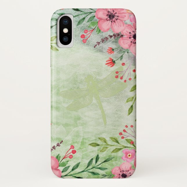 Capa Para iPhone, Case-Mate Arte Floral Dragonfly Elegante (Verso)