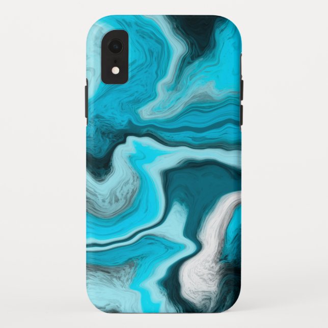 Capa Para iPhone, Case-Mate Arte Fluida Azul, Preta e Branca (Verso)