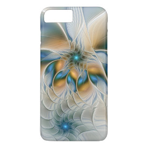 Capa iPhone 8 Plus/7 Plus Arte Fractal, Abstrato Fantasia, Com Azul