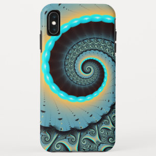 Capa Para iPhone Da Case-Mate Arte fractal espiral abstrato azul turquesa laranj