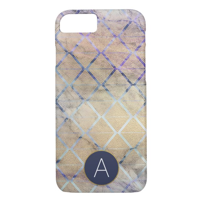 Capa Para iPhone, Case-Mate Arte Geométrica Deco Purple e White Marble (Verso)