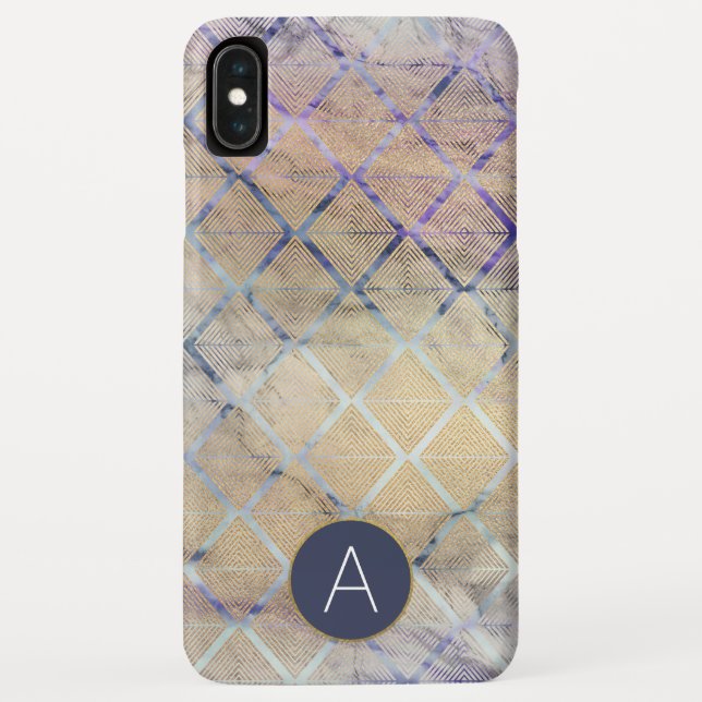 Capa Para iPhone, Case-Mate Arte Geométrica Deco Purple e White Marble (Verso)