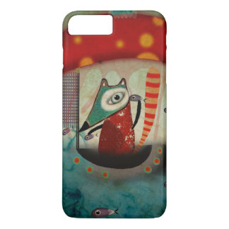 Capa iPhone 8 Plus/7 Plus Arte listrada de raposa Grungy