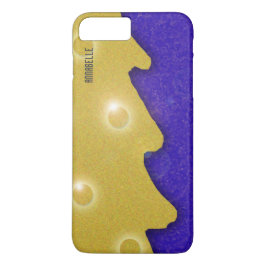 Capa Para iPhone Da Case-Mate Árvore de Natal dourada no azul com nome