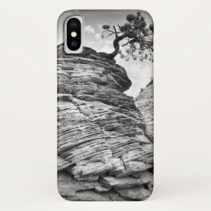 Capa Para iPhone X Árvore preto e branco dos bonsais da arte de Zion