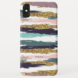 Capa Para iPhone Da Case-Mate As aquarelas Mensais listram o sotaque dourado