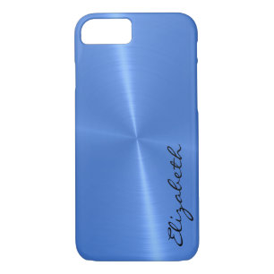 Capa iPhone 8/ 7 Aspecto metálico de aço inoxidável azul