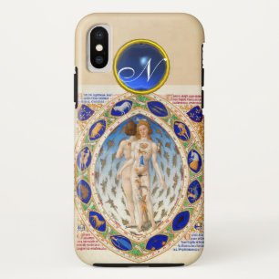 CAPA PARA iPhone XS ASTROLOGIA ANTICA,SINAIS ZODIÁTICOS GEM AZUL MONOG