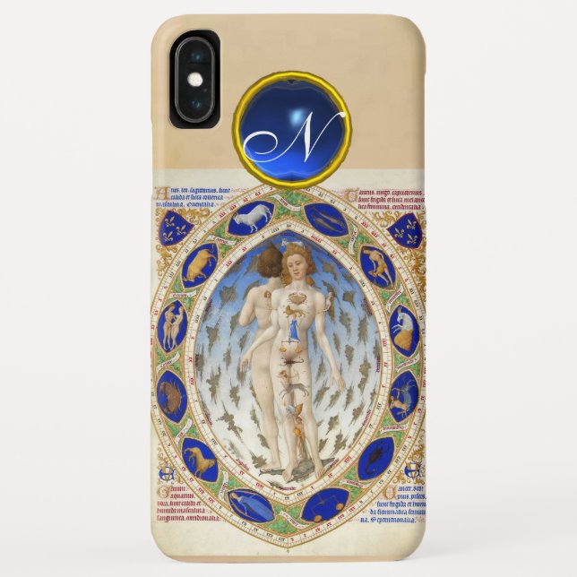CAPA PARA iPhone, Case-Mate  ASTROLOGIA ANTICA,SINAIS ZODIÁTICOS GEM AZUL MONOG (Verso)