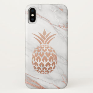 Capa Para iPhone Da Case-Mate Aumentou o abacaxi da folha Dourado no mármore