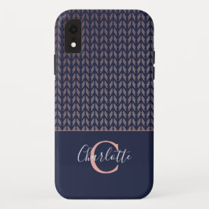 Capa Para iPhone Da Case-Mate Aumentou o monograma tribal dos azuis marinhos de