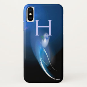 CAPA PARA iPhone X  AVE-LUZ EM MONOGRAMA AZUL