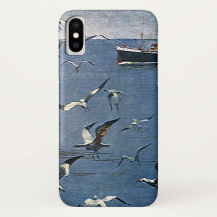 Capa Para iPhone Da Case-Mate Aves Animais Antigos, Gaivotas e Barcos de Pesca