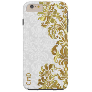 Capa Tough Para iPhone 6 Plus Azeitonas brancas de rendas Douradas Elegantes